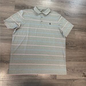 Polo by Ralph Lauren Gray Polo with Pink and Blue Stripes